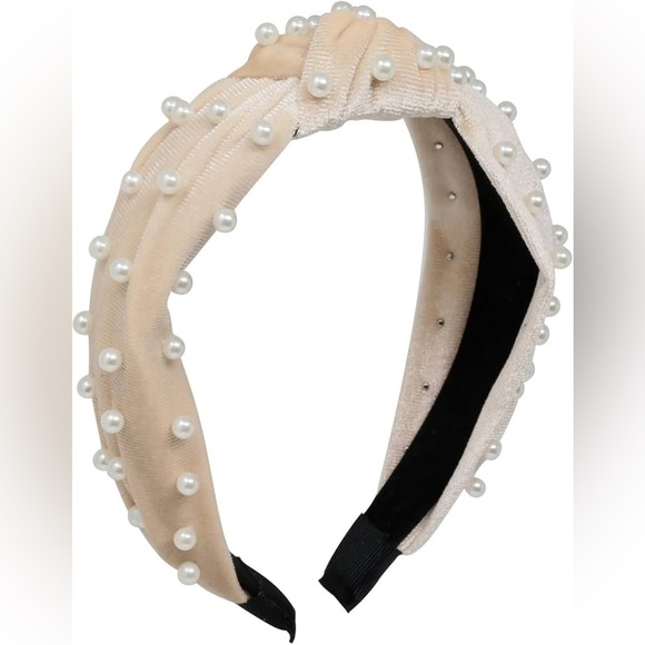 nOir Jewelry Accessories - NWT Nordstrom nOir Faux Pearl Headbands Twisted Cross Knot Velvet Headband